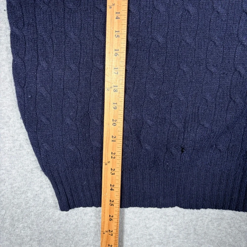 Vintage Polo Ralph Lauren Sweater Mens Large Navy Blue Cable Knit Lambswool 90s